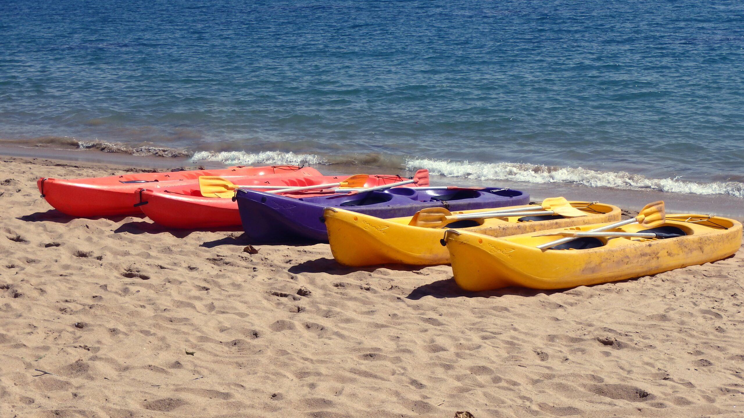 kayaks on the beach