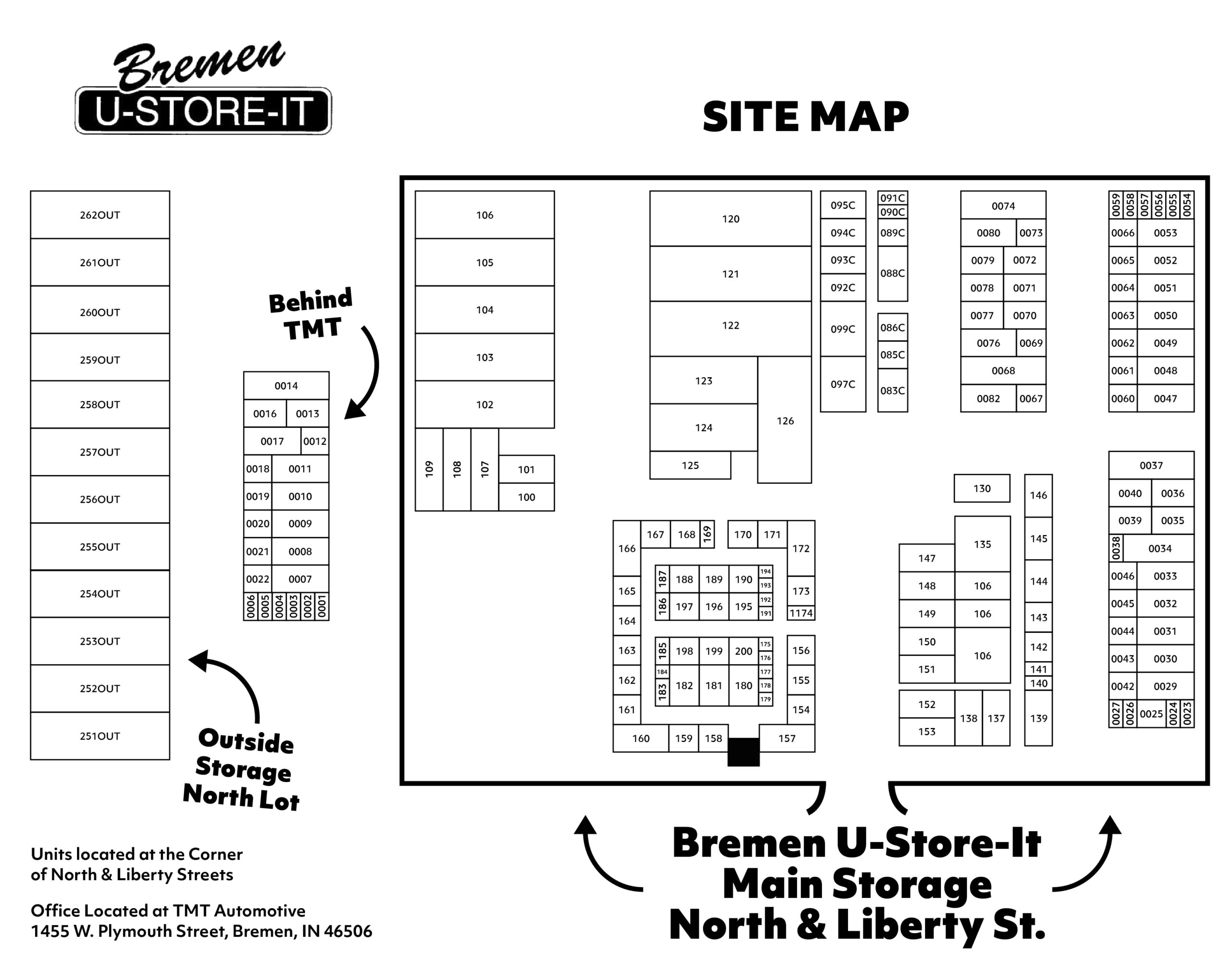 self-storage unit sizes map